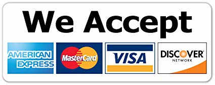 We accept Mastercard Visa Discover and American Express